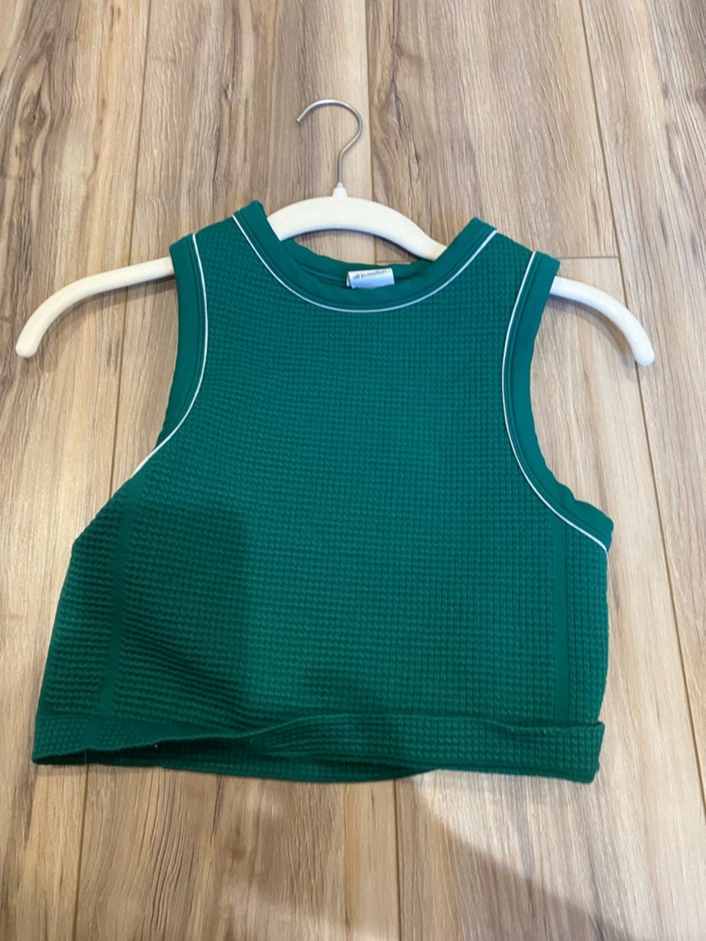 all in motion Teal Textured Sleeveless Crop Top with Contrast Piping